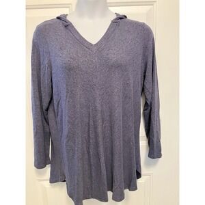 Sunday Woman‎ Women's Blue Heathered Hoodie Shirt Tunic  Sweater Sz 2X